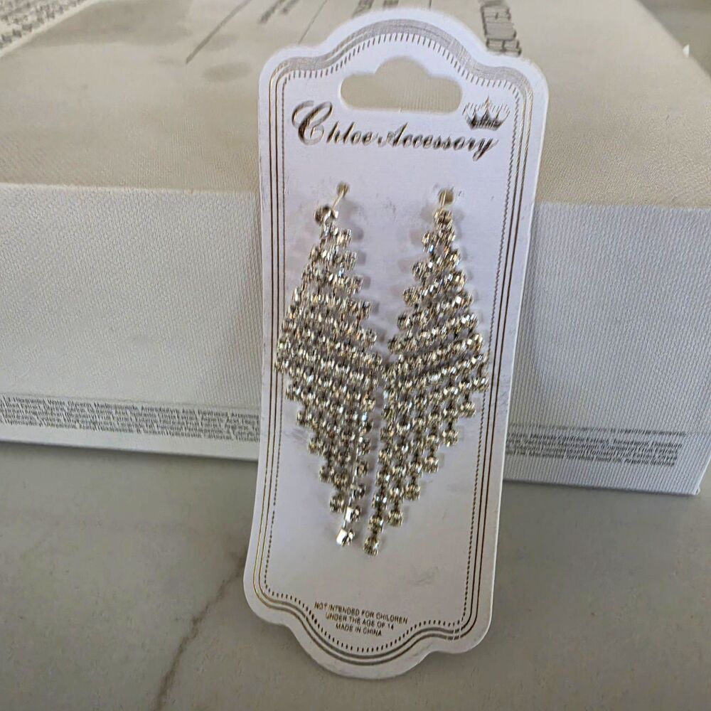 Chloe Accessory SilverTone Crystal Rhinestone Dangle Drop Earrings